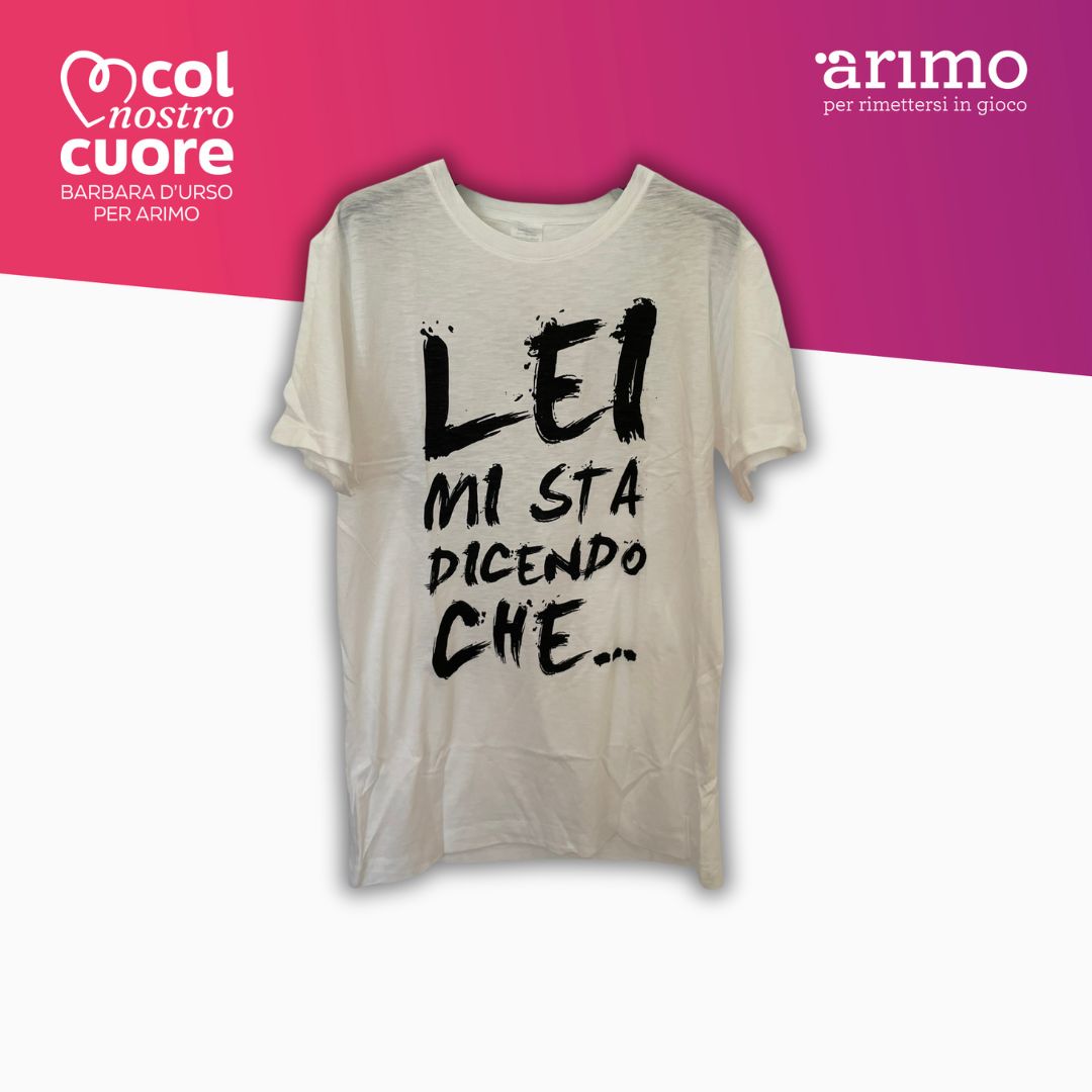 T-shirt in cotone "Lei mi sta dicendo che…" nera - Carmelita smack