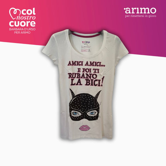 T-shirt in cotone "amici amici..." - dressed by Barbara d'Urso